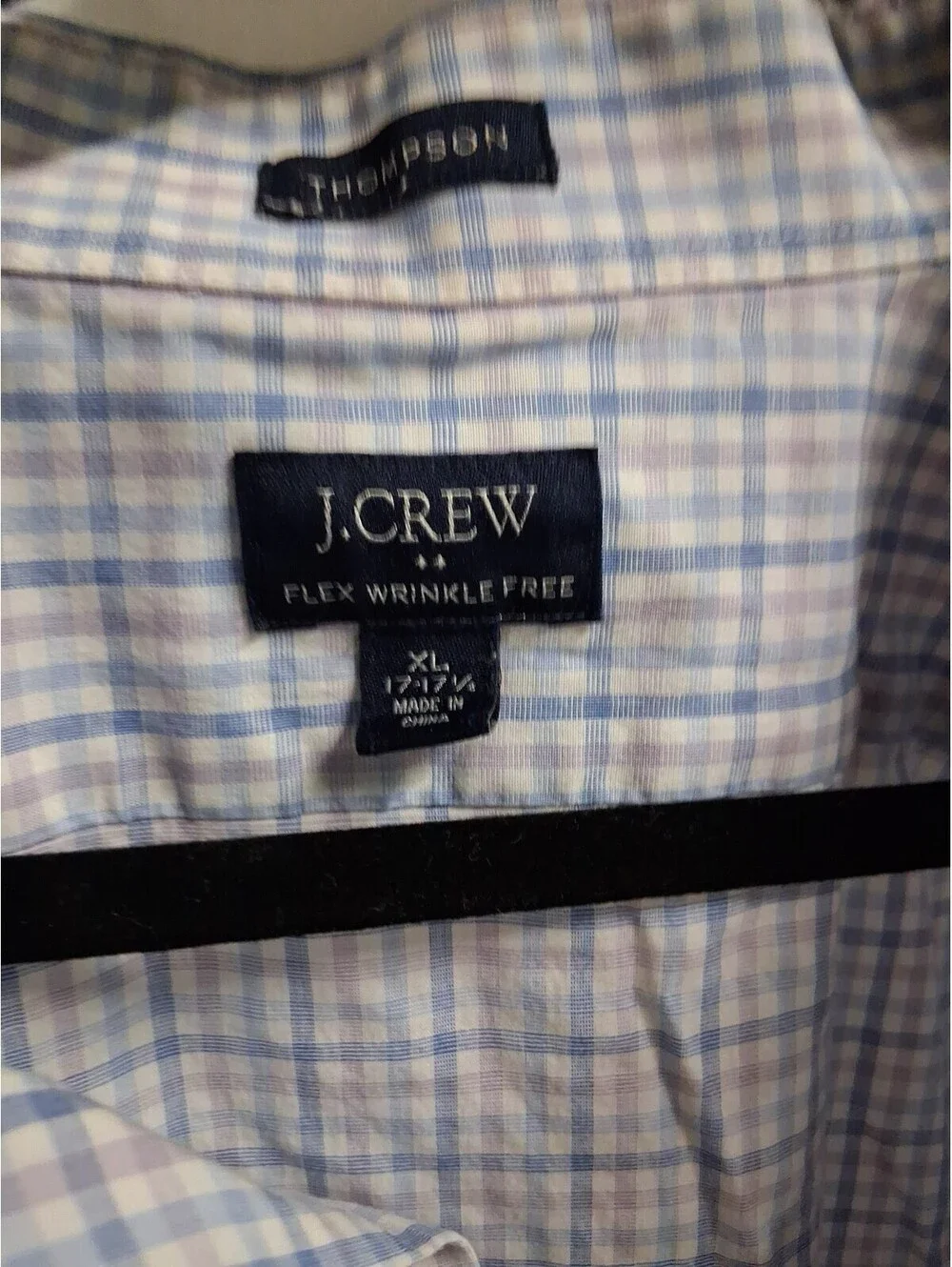 J.Crew Thompson Shirt Mens XL Blue Plaid Wrinkle Free Cotton Button Down G2